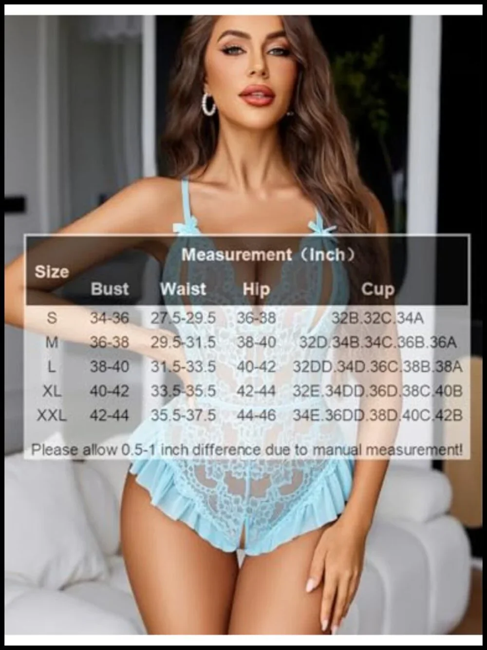 Lace Mesh Teddy Bodysuit One Piece Cut Out Lingerie V Neck Wireless Cups